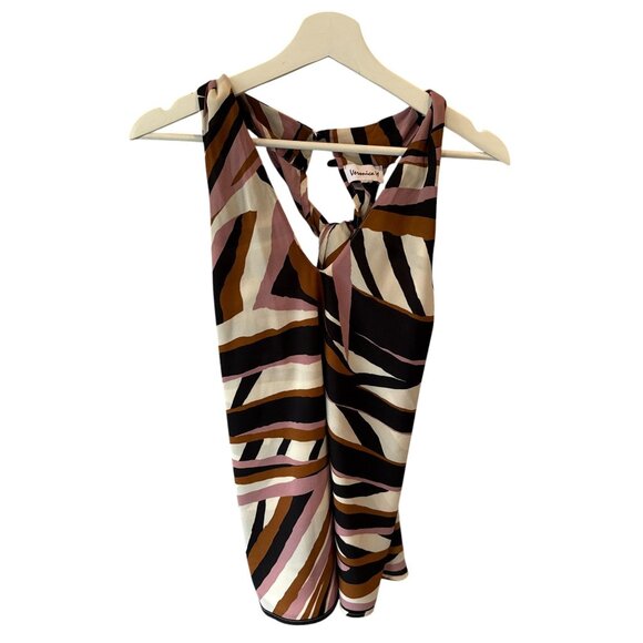 Veronica M Halter Top Zebra Stripe Abstract Boho Sleeveless Blouse Artsy - Picture 4 of 4